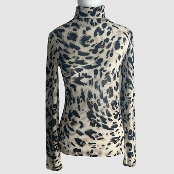 BCBGMaxAzria Turtleneck Top Leopard Print, NWT-Size XS - Picture 2 of 10